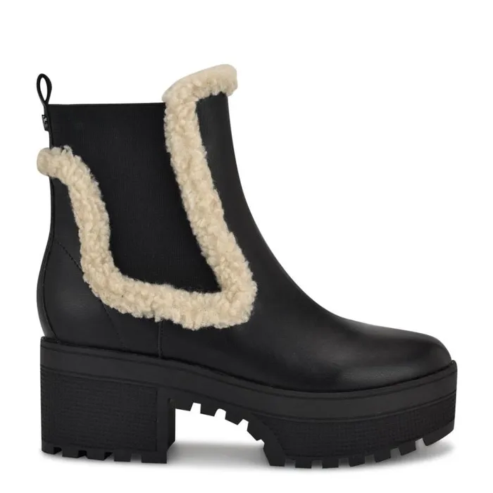 Haray Platform Booties Blackwhite Patent Plaid Women Nine West Boots and Booties