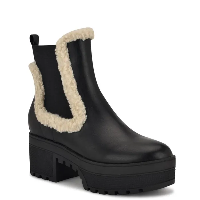 Haray Platform Booties Blackwhite Patent Plaid Women Nine West Boots and Booties