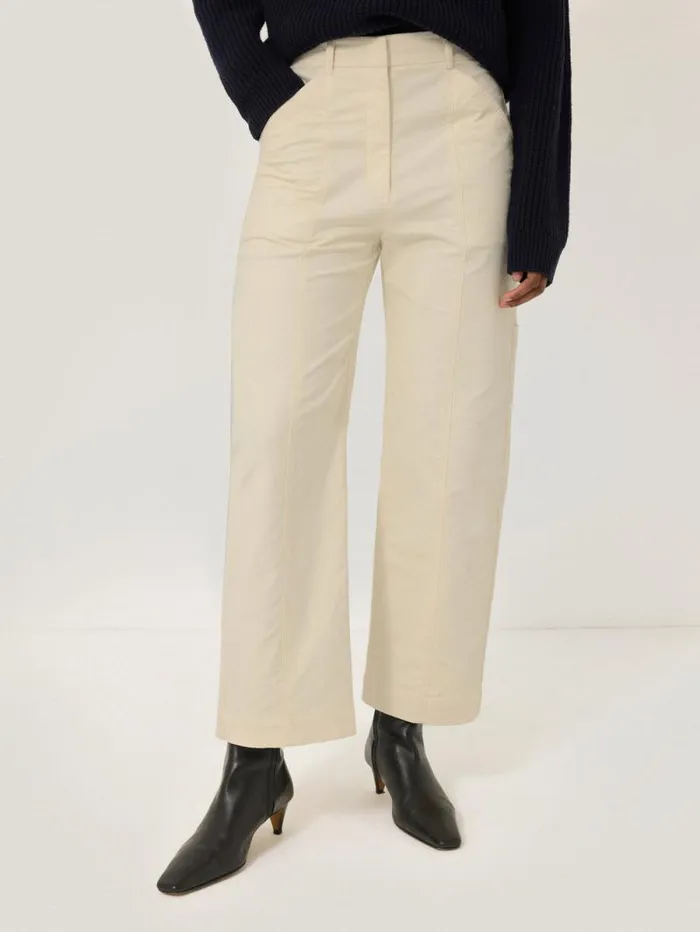 Hatton Cropped Trouser Cream Women Jigsaw Trousers