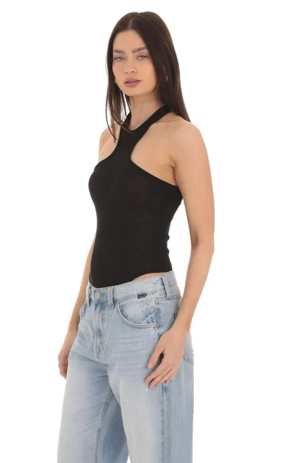 Heathered Sheer Bodysuit Black Women LUCY IN THE SKY Bodysuits Heathered Sheer Bodysuit Black Women LUCY IN THE SKY Bodysuits