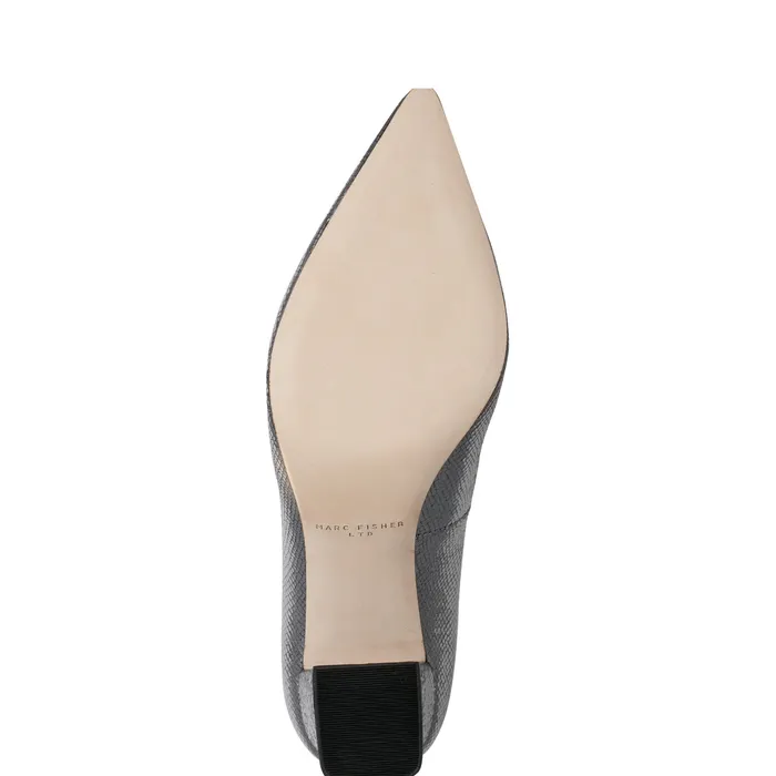 Heels and Pumps Zala Block Heel Pointy Toe Pump Pewter Leather Marc Fisher Women