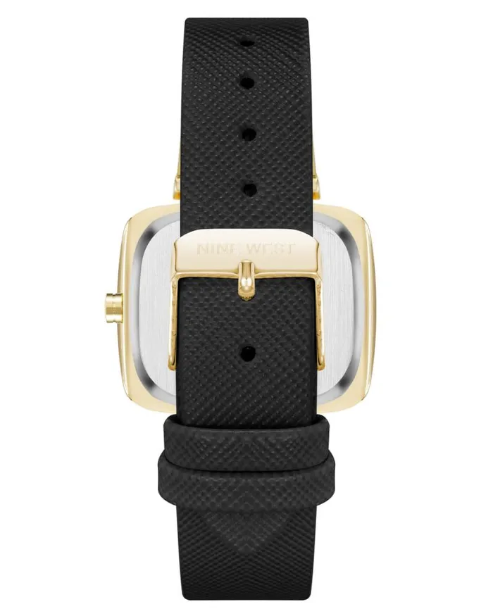 Heritage Rectangular Case Watch Blackgold Women Nine West Straps Heritage Rectangular Case Watch Blackgold Women Nine West Straps