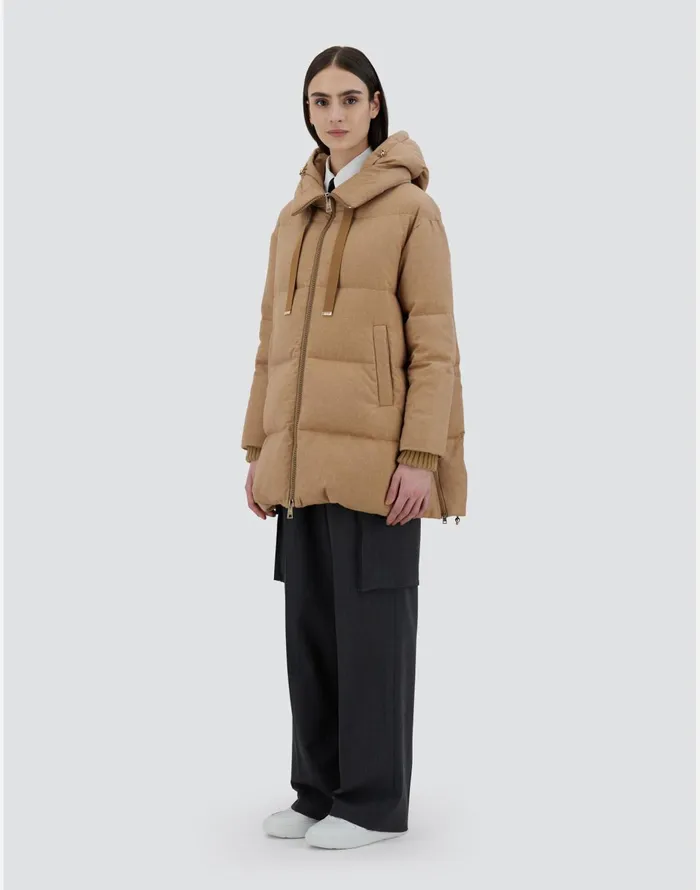 Herno ASHAPE JACKET IN CASHMERE SILK AND MONOGRAM Camel Women AShape
