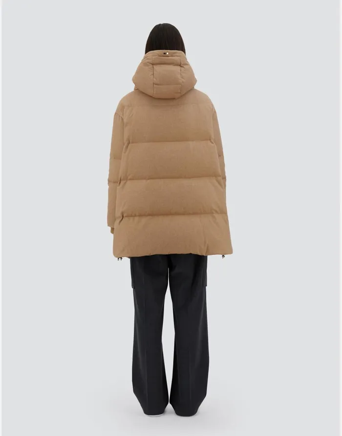 Herno ASHAPE JACKET IN CASHMERE SILK AND MONOGRAM Camel Women AShape