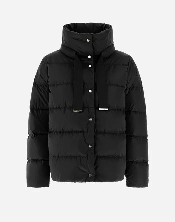 Herno CAPE IN SATIN Black Women Short Down Jackets