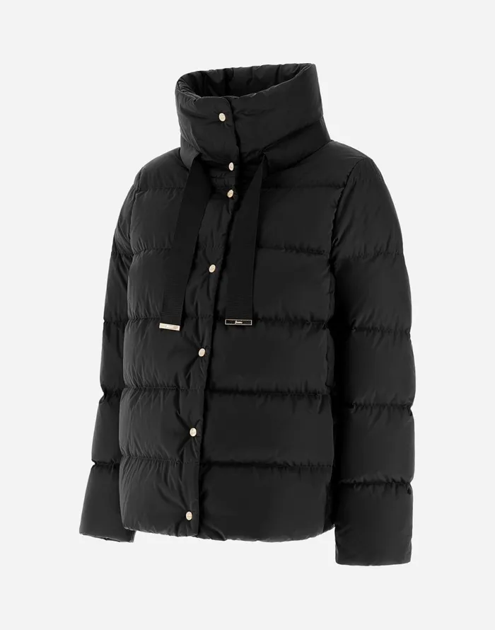 Herno CAPE IN SATIN Black Women Short Down Jackets
