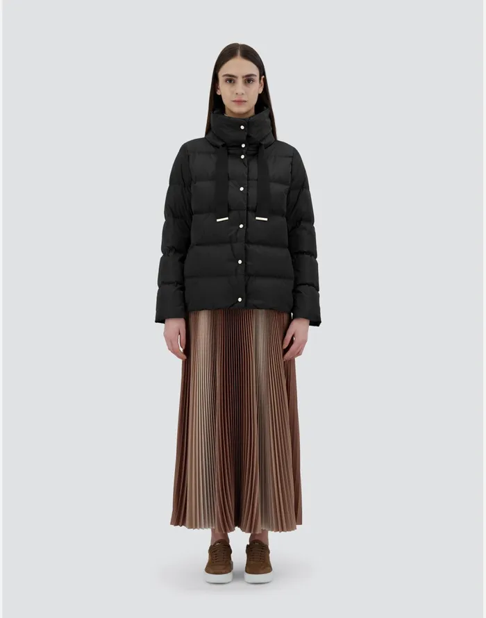 Herno CAPE IN SATIN Black Women Short Down Jackets
