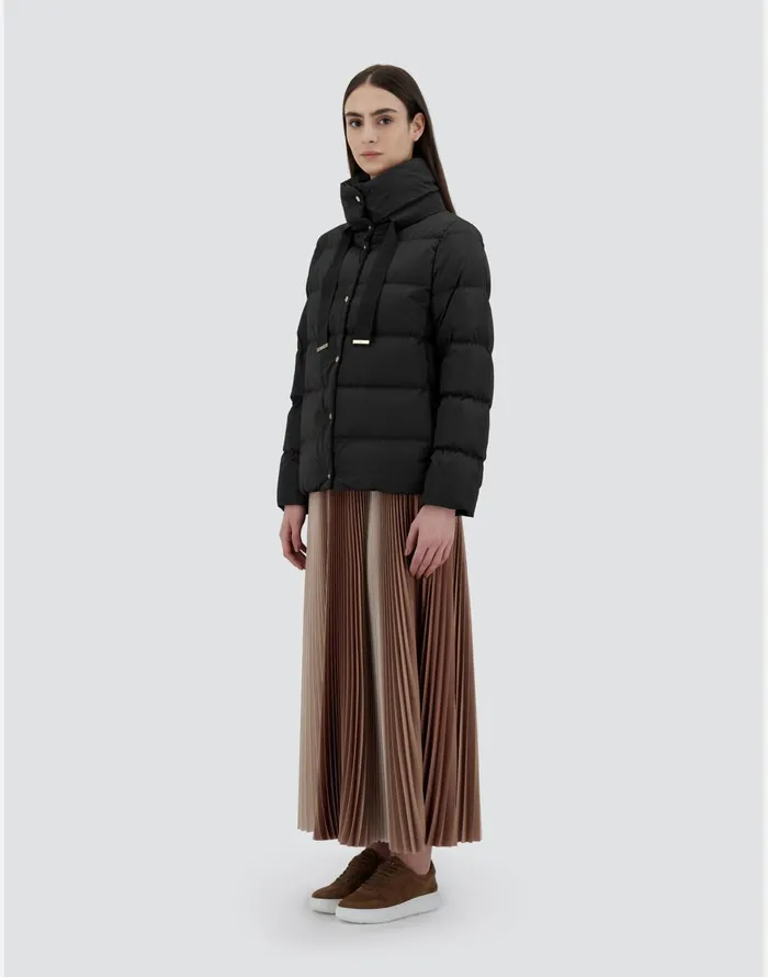 Herno CAPE IN SATIN Black Women Short Down Jackets