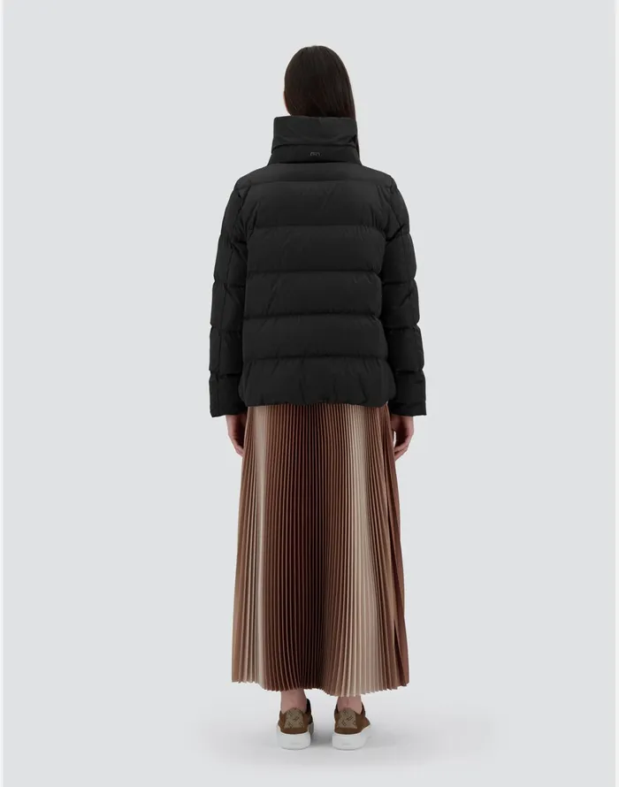 Herno CAPE IN SATIN Black Women Short Down Jackets