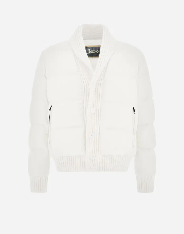 Herno CARDIGAN IN ARENDELLEKNIT White Men Short Down Jackets