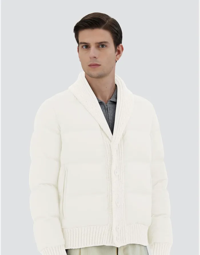 Herno CARDIGAN IN ARENDELLEKNIT White Men Short Down Jackets