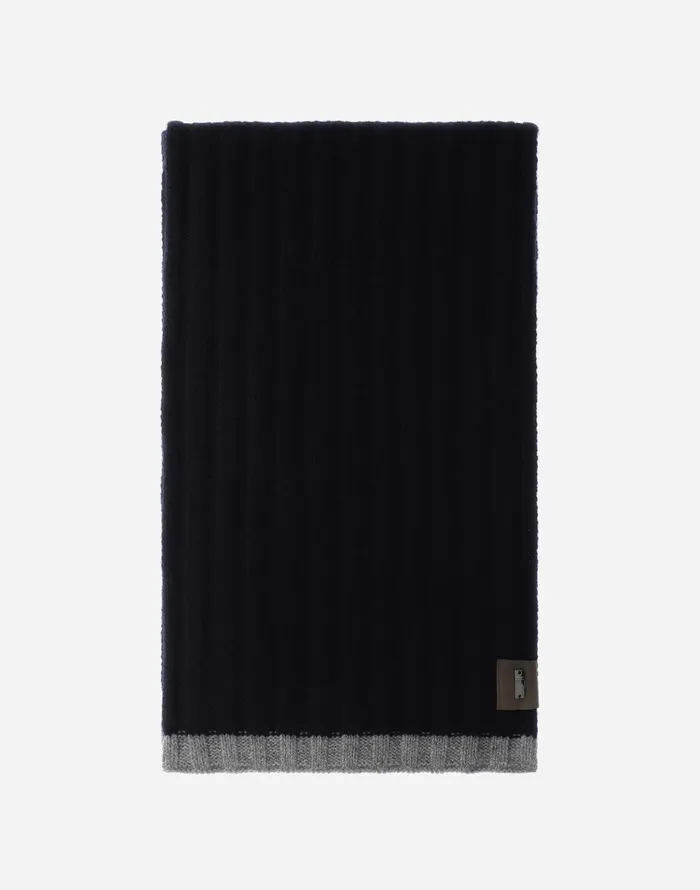 Herno CASHMERE AND ALCANTARA SCARF Dark Blue Men Scarves