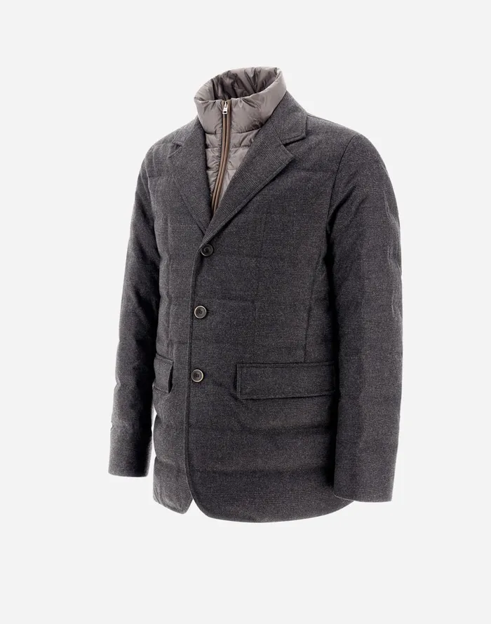 Herno GLEN PLAID WOOL and CASHMERE BLAZER Grey Men Blazers
