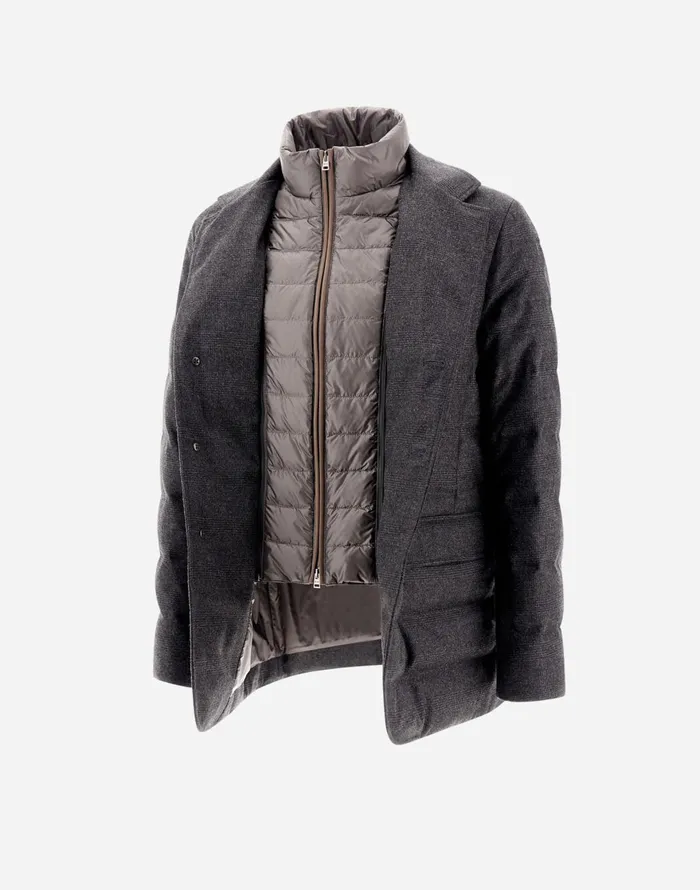 Herno GLEN PLAID WOOL and CASHMERE BLAZER Grey Men Blazers
