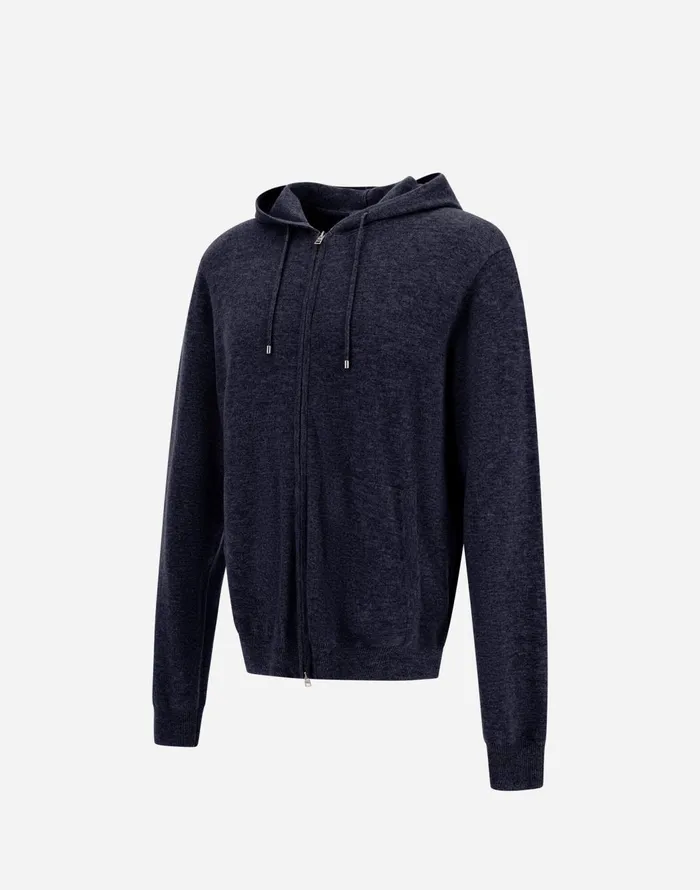 Herno IMMENSE WOOL CASHMERE SWEATSHIRT Dark Blue Men Knitwear