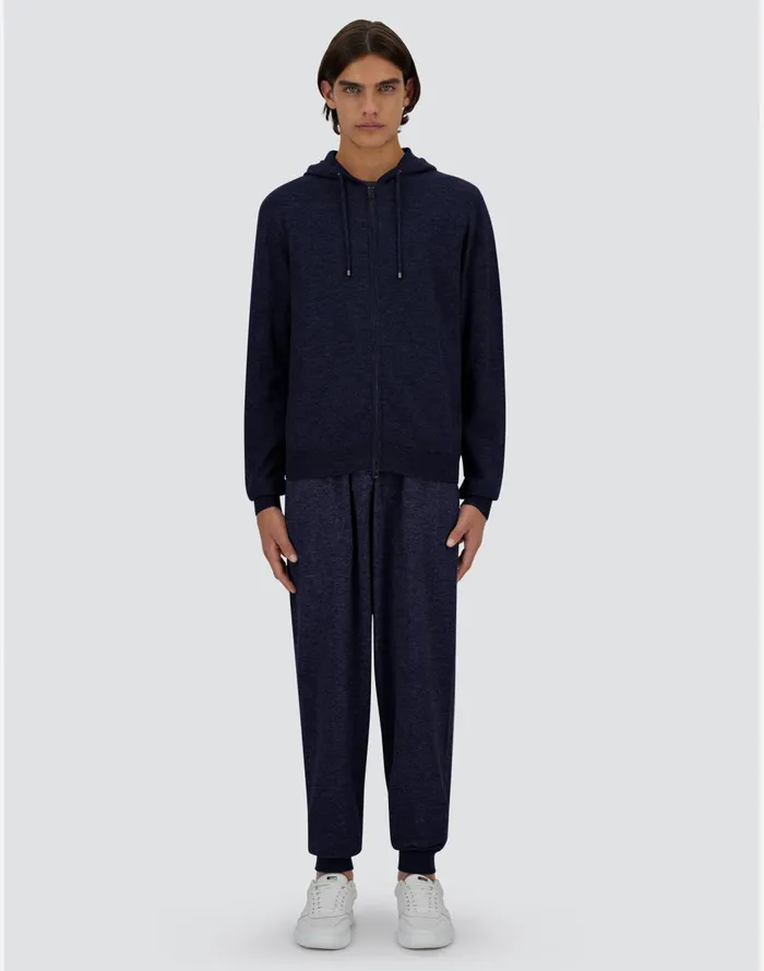 Herno IMMENSE WOOL CASHMERE SWEATSHIRT Dark Blue Men Knitwear