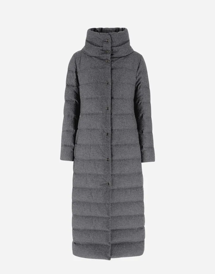 Herno JACKET IN CASHMERE SILK AND MONOGRAM Grey Women Parka and Jackets