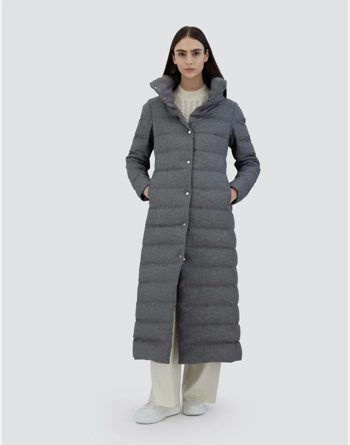 Herno JACKET IN CASHMERE SILK AND MONOGRAM Grey Women Parka and Jackets