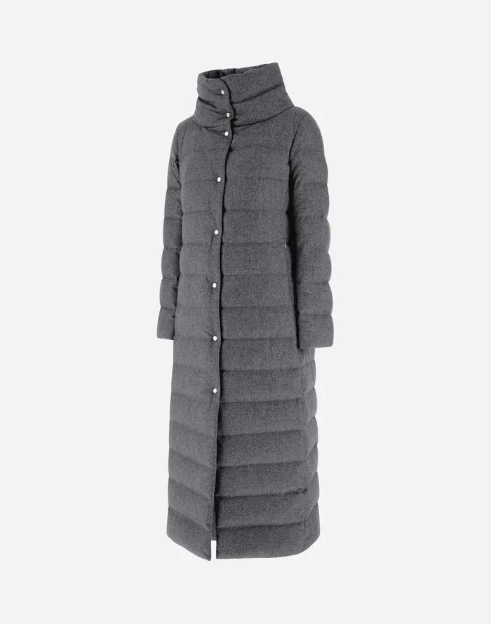 Herno JACKET IN CASHMERE SILK AND MONOGRAM Grey Women Parka and Jackets