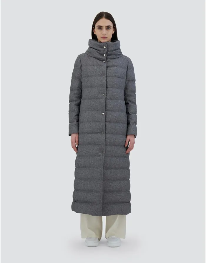 Herno JACKET IN CASHMERE SILK AND MONOGRAM Grey Women Parka and Jackets