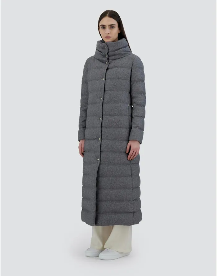 Herno JACKET IN CASHMERE SILK AND MONOGRAM Grey Women Parka and Jackets