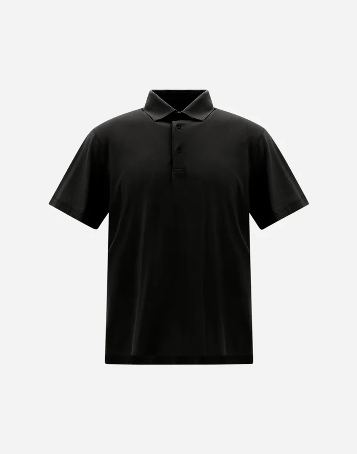 Herno JERSEY CREPE POLO SHIRT Black Men Tshirts and Polo Shirts