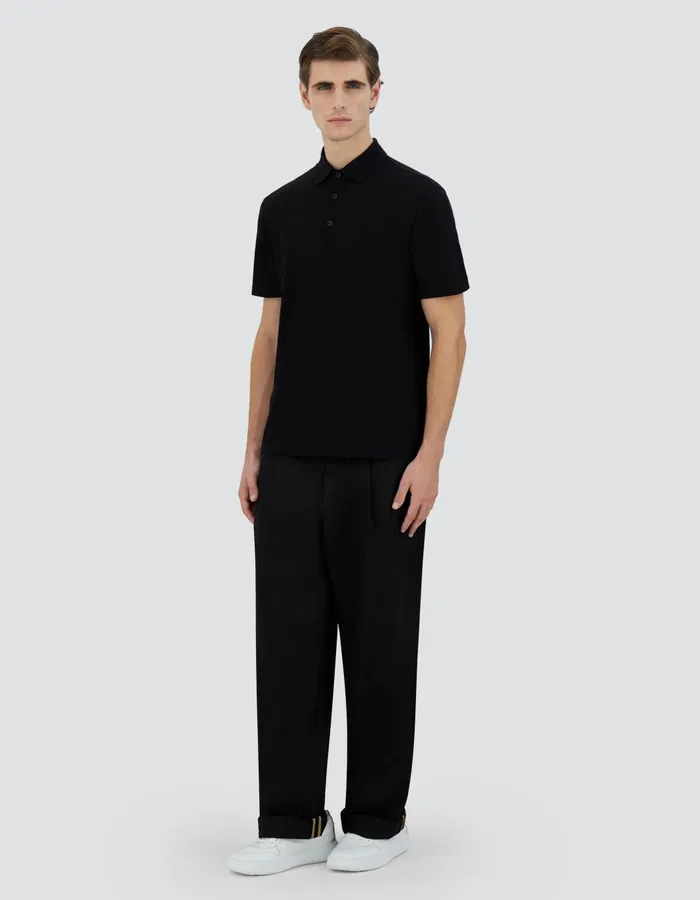 Herno JERSEY CREPE POLO SHIRT Black Men Tshirts and Polo Shirts