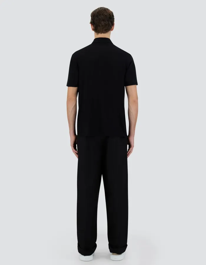 Herno JERSEY CREPE POLO SHIRT Black Men Tshirts and Polo Shirts