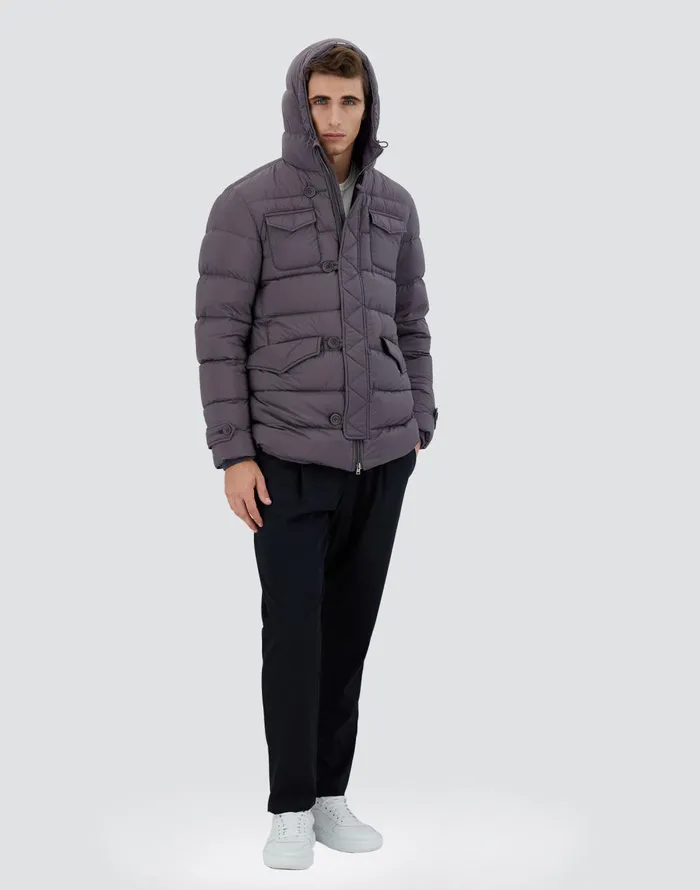Herno L039ESKIMO Grey Men Long Down Jackets