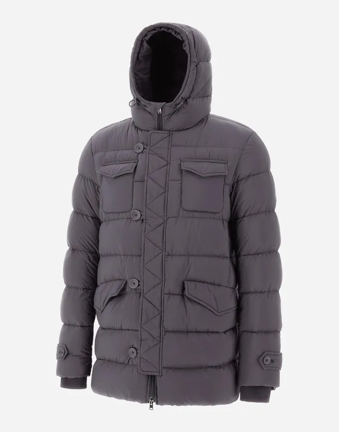 Herno L039ESKIMO Grey Men Long Down Jackets