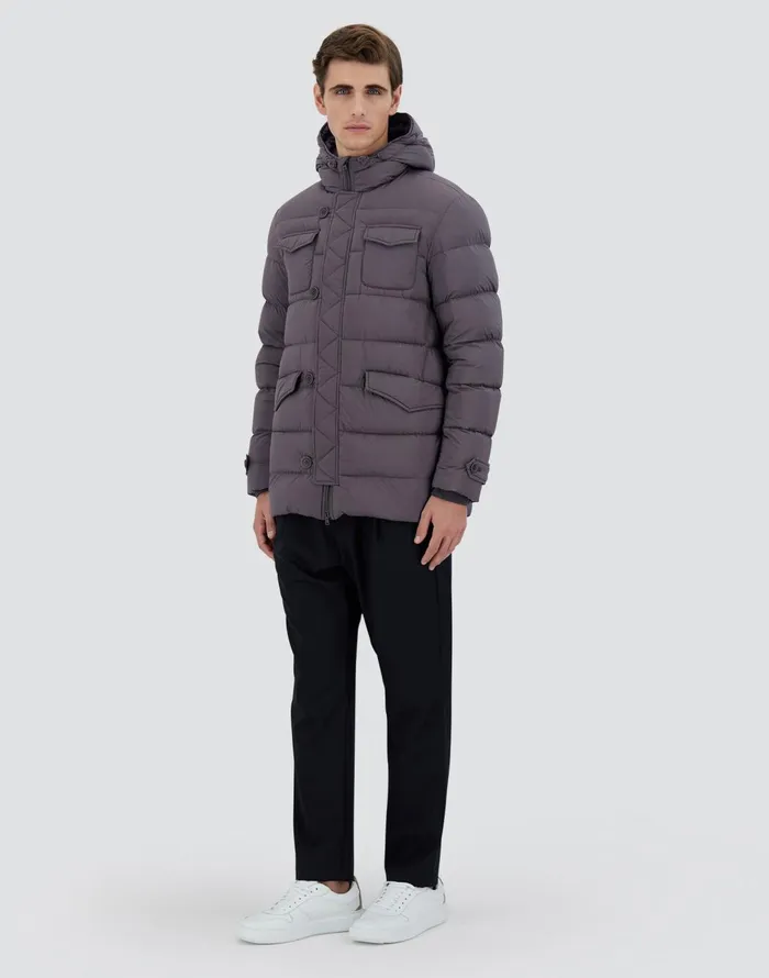 Herno L039ESKIMO Grey Men Long Down Jackets