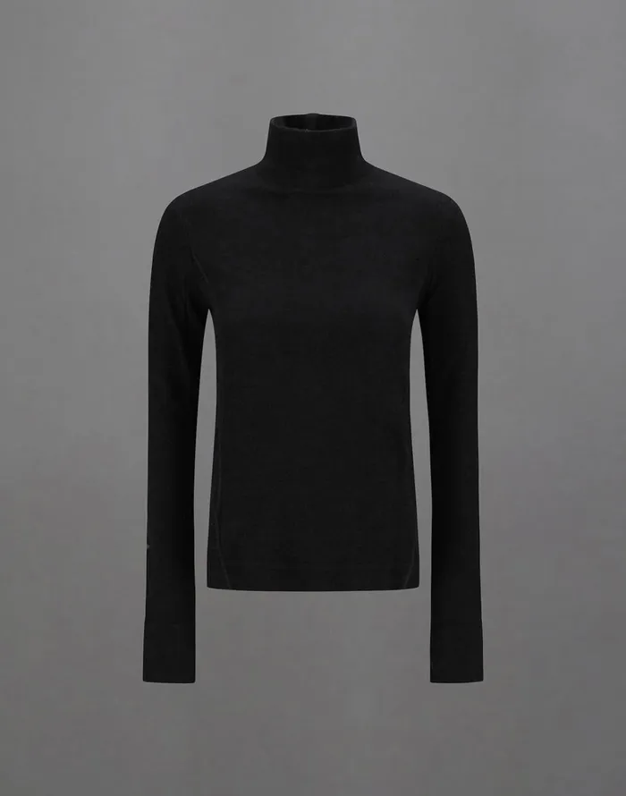 Herno LAMINAR SWEATER IN WOOL TECH BASE LAYER Black Women Tshirts and Tops
