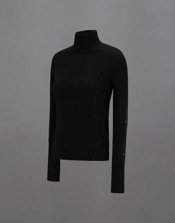 Herno LAMINAR SWEATER IN WOOL TECH BASE LAYER Black Women Tshirts and Tops