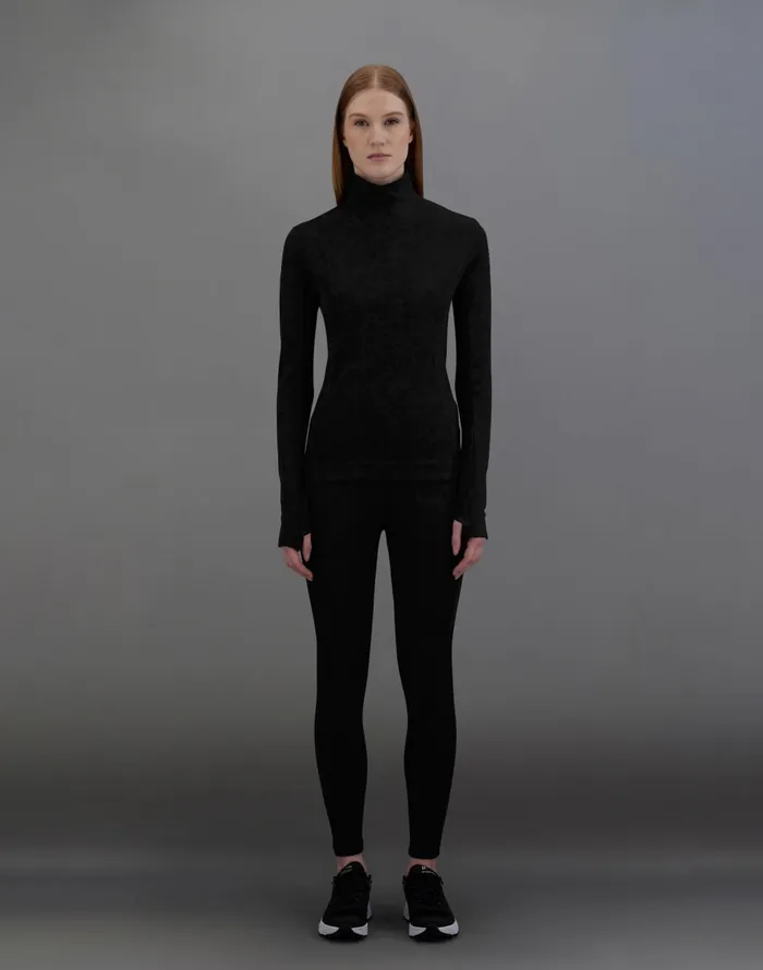 Herno LAMINAR SWEATER IN WOOL TECH BASE LAYER Black Women Tshirts and Tops