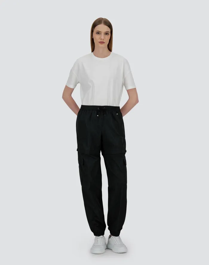 Herno NEW TECHNO TAFFETA CARGO TROUSERS Black Women Trousers