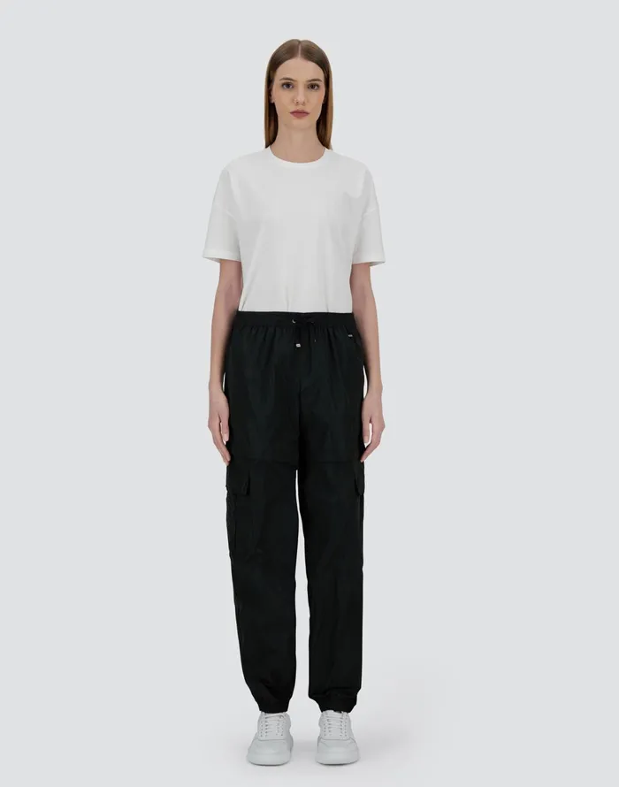 Herno NEW TECHNO TAFFETA CARGO TROUSERS Black Women Trousers