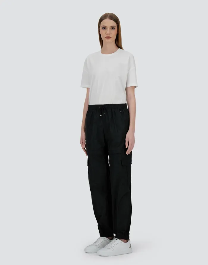 Herno NEW TECHNO TAFFETA CARGO TROUSERS Black Women Trousers