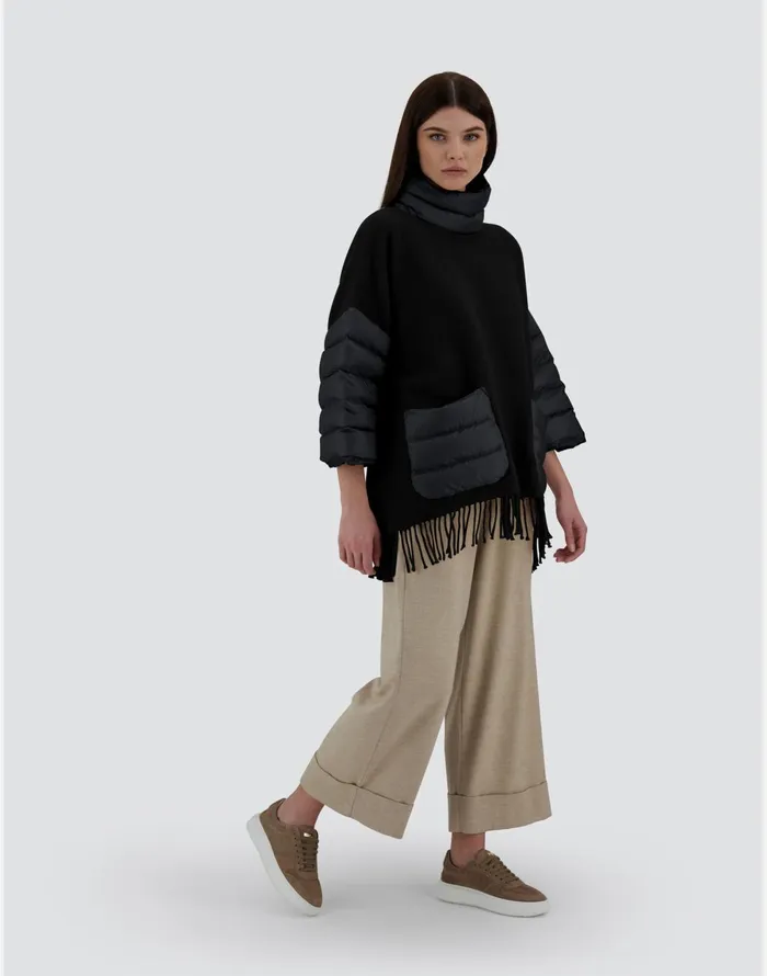 Herno RESORT PONCHO IN SOFT PONCHO and NYLON ULTRALIGHT Black Women AShape