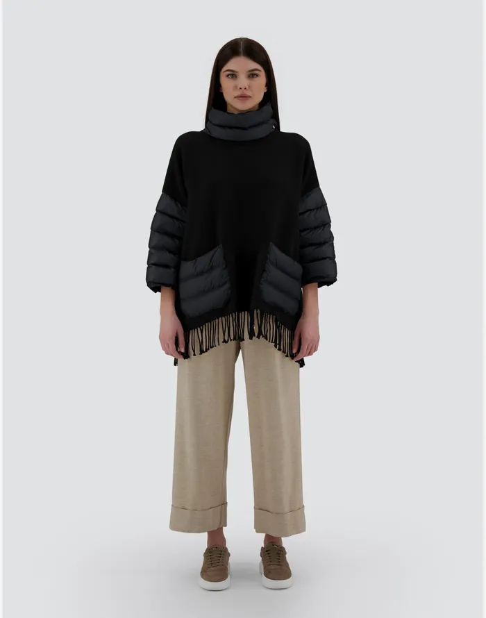 Herno RESORT PONCHO IN SOFT PONCHO and NYLON ULTRALIGHT Black Women AShape
