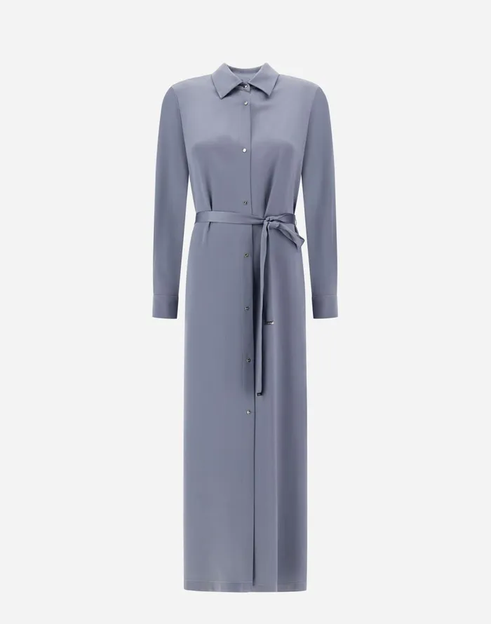 Herno RESORT SHIRT DRESS IN SATIN EFFECT Denim Women Skirts and Dresses