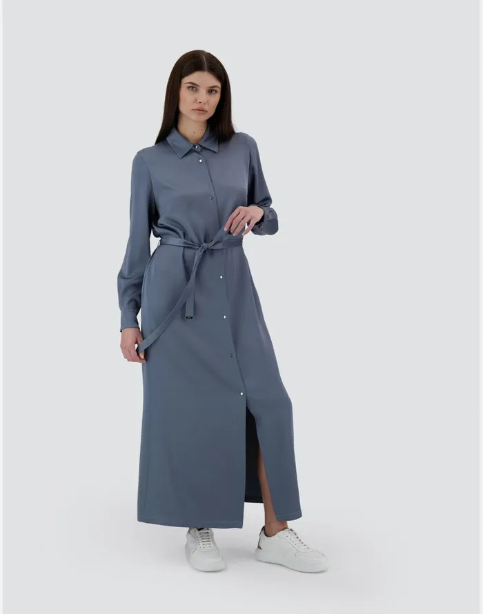 Herno RESORT SHIRT DRESS IN SATIN EFFECT Denim Women Skirts and Dresses