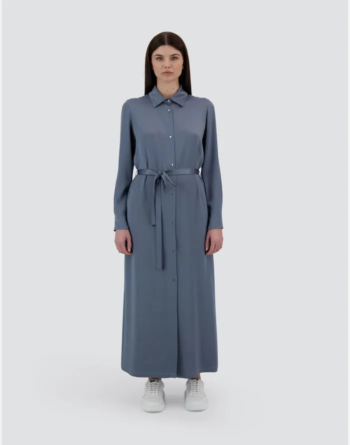 Herno RESORT SHIRT DRESS IN SATIN EFFECT Denim Women Skirts and Dresses