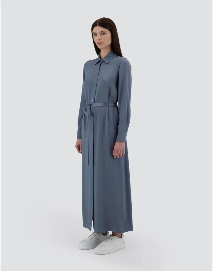 Herno RESORT SHIRT DRESS IN SATIN EFFECT Denim Women Skirts and Dresses