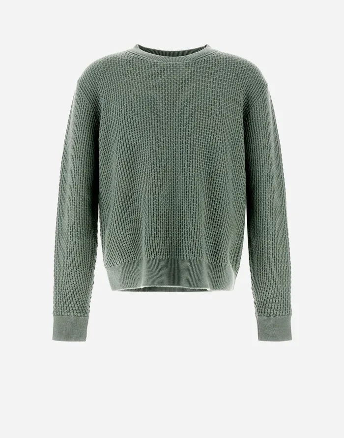 Herno RESORT SWEATER IN ENDLESS OPERATED WOOL Olive Green Men Knitwear