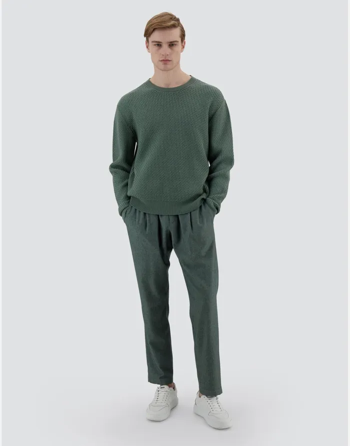 Herno RESORT SWEATER IN ENDLESS OPERATED WOOL Olive Green Men Knitwear