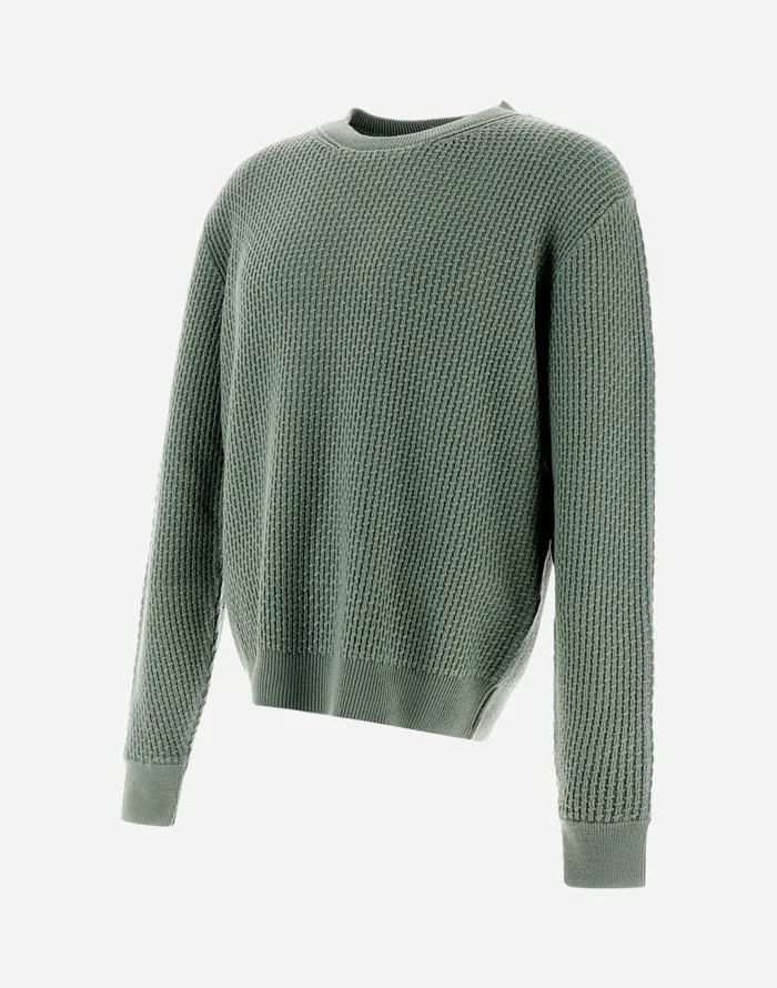 Herno RESORT SWEATER IN ENDLESS OPERATED WOOL Olive Green Men Knitwear