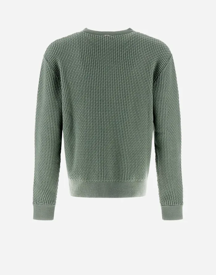 Herno RESORT SWEATER IN ENDLESS OPERATED WOOL Olive Green Men Knitwear