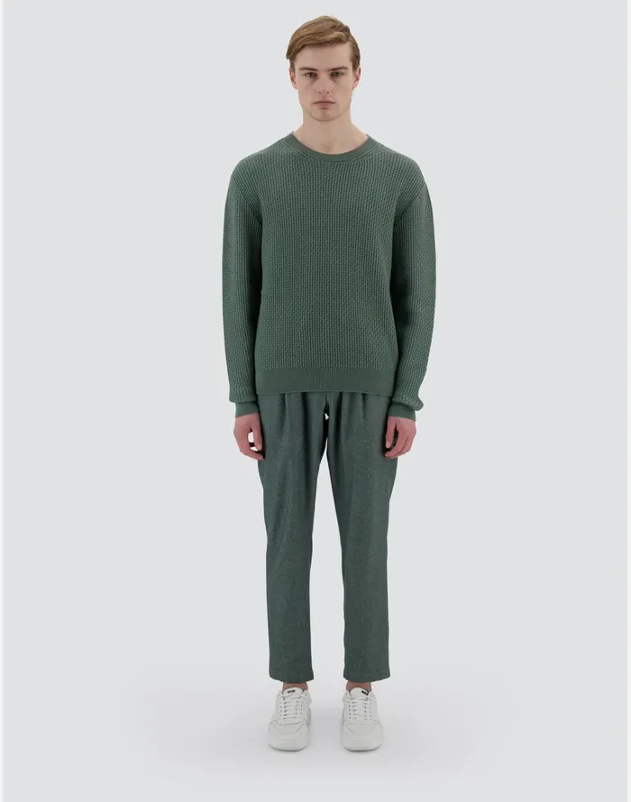 Herno RESORT SWEATER IN ENDLESS OPERATED WOOL Olive Green Men Knitwear