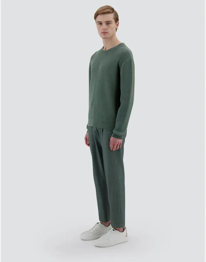 Herno RESORT SWEATER IN ENDLESS OPERATED WOOL Olive Green Men Knitwear