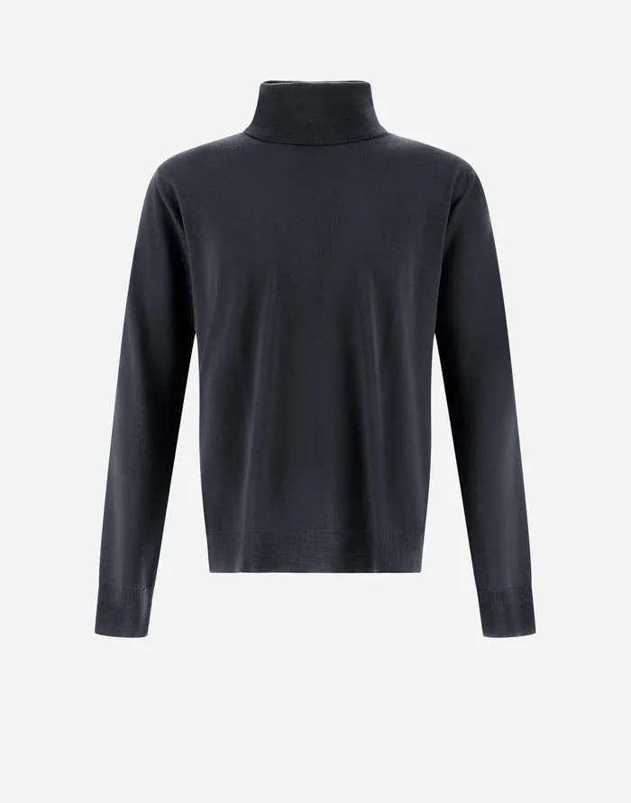 Herno RESORT SWEATER IN ENDLESS WOOL Dark Blue Men Knitwear